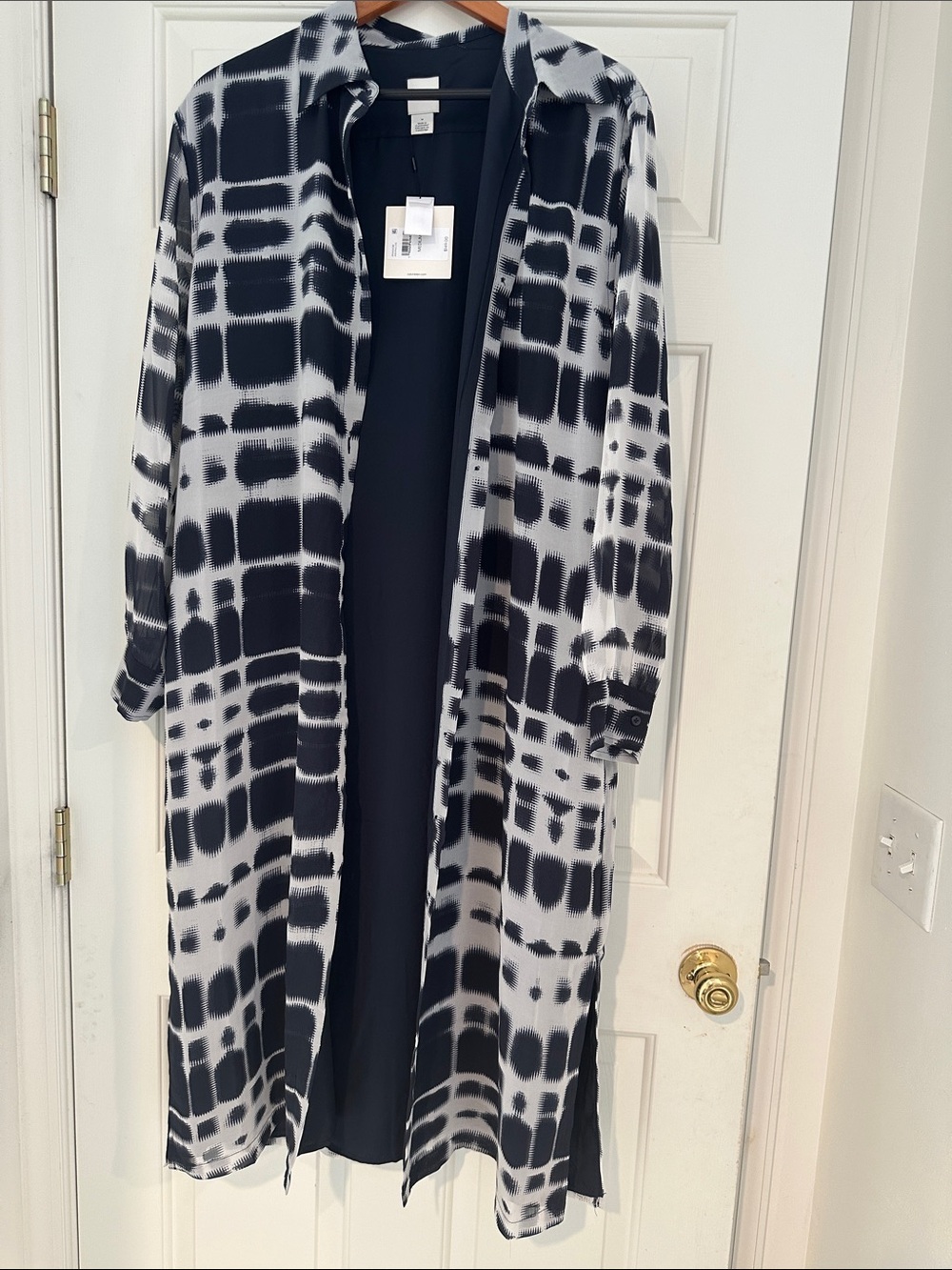 Calvin Klein Black & White Printed Midi Dress
